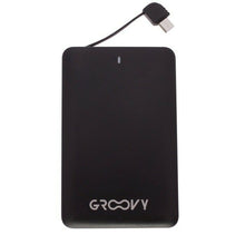 Carica l'immagine nel visualizzatore di Gallery, POWER BANK 2600mAh 5V 1A NERO PER MICRO USB-B o LIGHTNING GROOVY