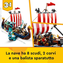 Carica l'immagine nel visualizzatore di Gallery, LEGO CREATOR Nave Vichinga e Jörmungandr 31132