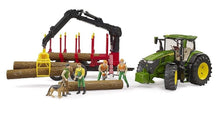 Carica l'immagine nel visualizzatore di Gallery, John Deere 7R con Rimorchio Forestale e 4 Tronchi BRUDER 03154