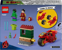 Carica l'immagine nel visualizzatore di Gallery, LEGO MARVEL Iron man con moto e The Hulk 76287