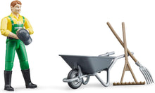Carica l'immagine nel visualizzatore di Gallery, BRUDER Contadino con cariola e accessori 62610