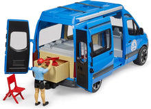 Carica l'immagine nel visualizzatore di Gallery, BRUDER MB Sprinter camper con personaggio 02684