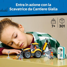 Carica l'immagine nel visualizzatore di Gallery, LEGO CITY Scavatrice da cantiere gialla 60480