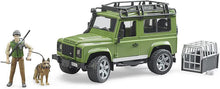 Carica l'immagine nel visualizzatore di Gallery, BRUDER Land Rover Defender Station Wagon con forestale e cane 02587
