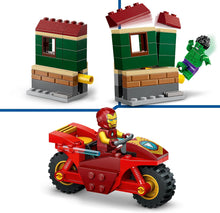 Carica l&#39;immagine nel visualizzatore di Gallery, LEGO MARVEL Iron man con moto e The Hulk 76287
