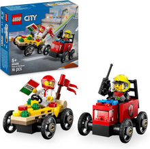 Carica l&#39;immagine nel visualizzatore di Gallery, LEGO CITY Pack veicoli da corsa: pizzaiolo contro pompiere 60458
