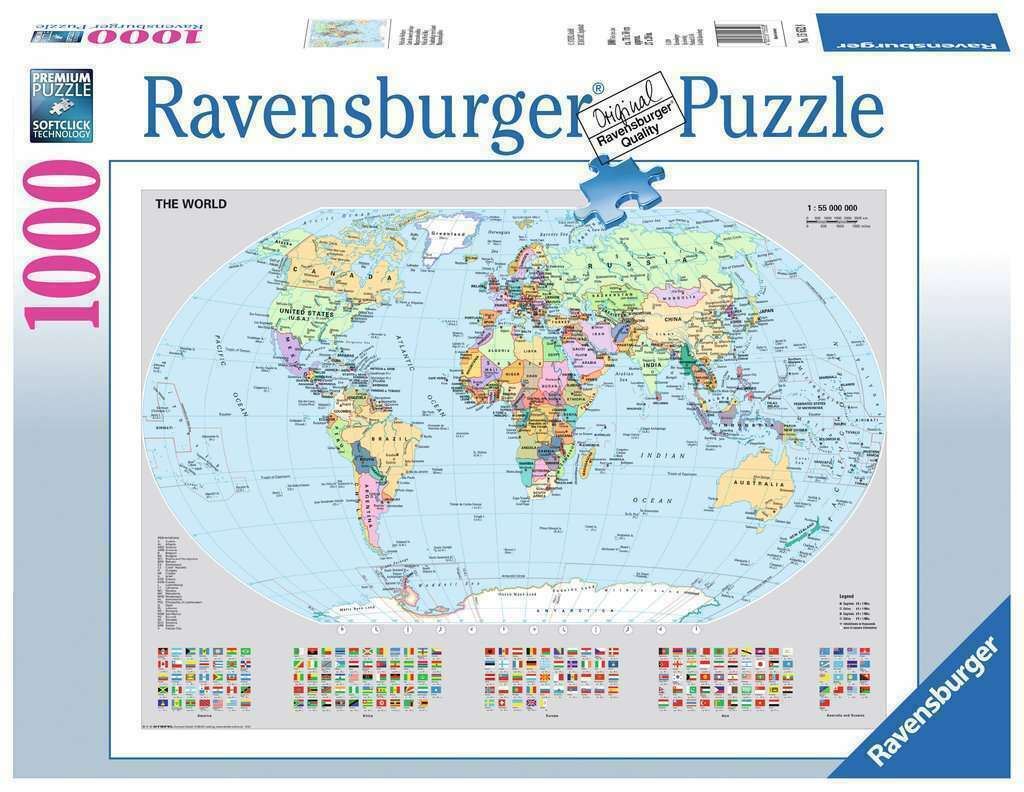 RAVENSBURGER PUZZLE 1000 PZ MAPPAMONDO POLITICO 15652