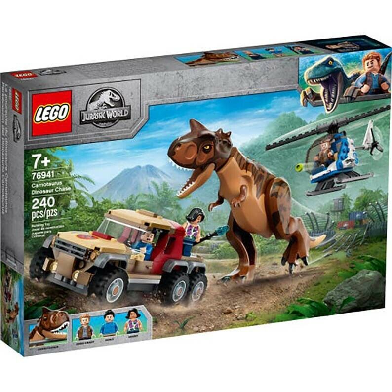 LEGO JURASSIC WORLD L'Inseguimento del Dinosauro Carnotaurus e Elicottero 76941